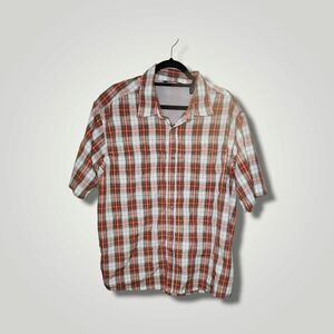 Wrangler Short Sleeve Shirt Mens XL Red White Plaid Button Up Shirt